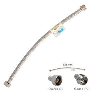 Latiguillo Flexible Acero Inoxidable Macho 1/2 - Hembra 1/2 - 400mm