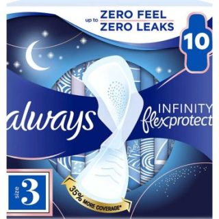 Toallas sanitarias Always Infinity FlexProtect Night Size 3 con alas, 10 compresas