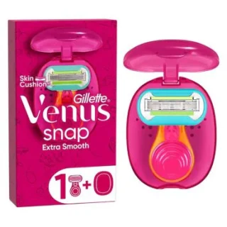 Maquinilla de afeitar de viaje Gillette Venus Extra Smooth Snap de 5 hojas para mujer, estuche de viaje