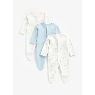 Baby Boy Blue 3 Pack Sleepsuits
