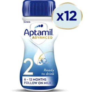 Aptamil Advanced 2 Fórmula líquida de continuación para bebés de 6 a 12 meses, 200 ml x 12