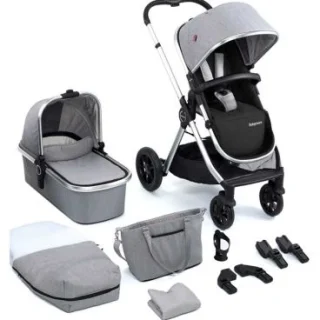 Cochecito de bebé Babymore Memore V2 - Plateado
