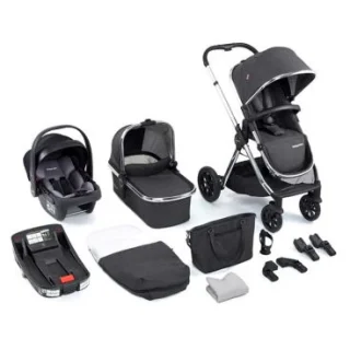 Sistema de viaje Babymore Memore V2 Coco i-size de 13 piezas con base - Cromado