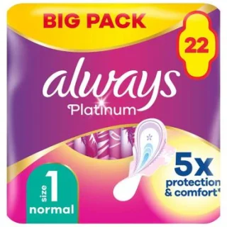Always Platinum Compresas Normales Con Alas 22 Compresas