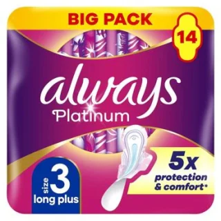 Toallas sanitarias Always Platinum de día y noche con alas (14 unidades)