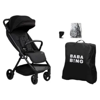 Bababing Auto Fold Compact Stroller Bundle - Black