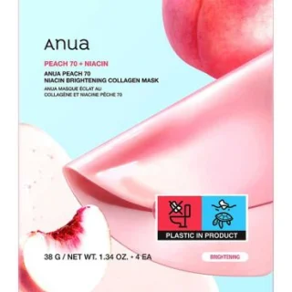 Mascarilla iluminadora de colágeno con niacina Anua Peach 70 (paquete de 4)