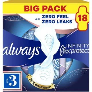 Toallas sanitarias Always Infinity FlexProtect Night Size 3 con alas, 18 compresas