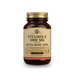 SOLGAR Rose Hips C 1000mg Vitamina C con Escaramujo (100 Comprimidos)