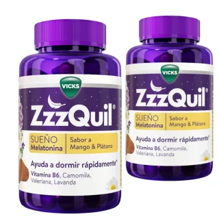 ZzzQuil Sueño Melatonina Mango y Plátano 2x60 Gummies
