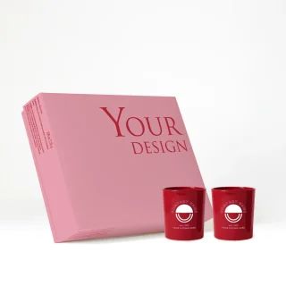 Caja regalo personalizado | 2 velas personalizadas | Vaso cristal tintado + serigrafia logo/diseño
