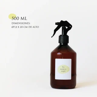 Home spray personalizado | 500 ml | Envase de plástico ámbar + etiqueta logo/diseño