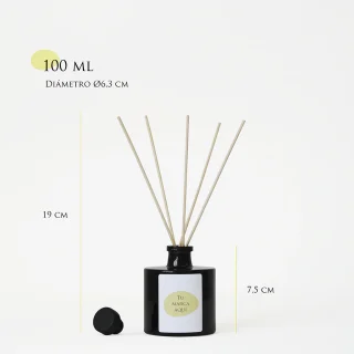 Mikado personalizado | 100 ml | Envase de cristal negro + etiqueta logo/diseño