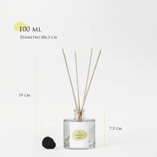 Mikado personalizado | 100 ml | Envase de cristal transparente + etiqueta logo/diseño