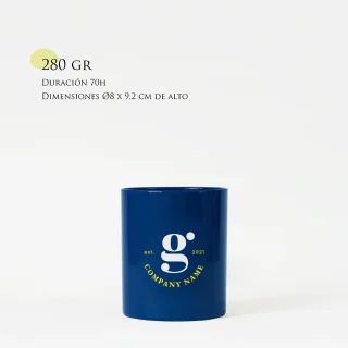 Vela personalizada | Tamaño L 280g | Vaso de cristal tintado + impresión logo/diseño