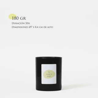 Vela personalizada | Tamaño M 180g | Vaso de cristal negro + etiqueta logo/diseño